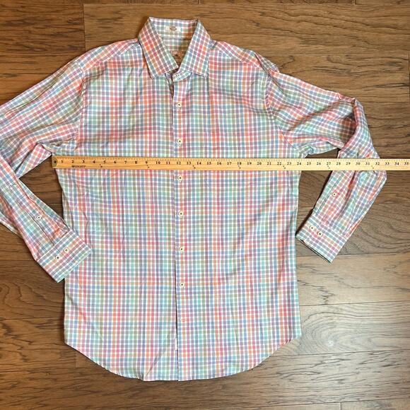 Mens Plaid Check Button Down Long Sleeve Dress Shirt Colorful Pattern - Picture 3 of 5